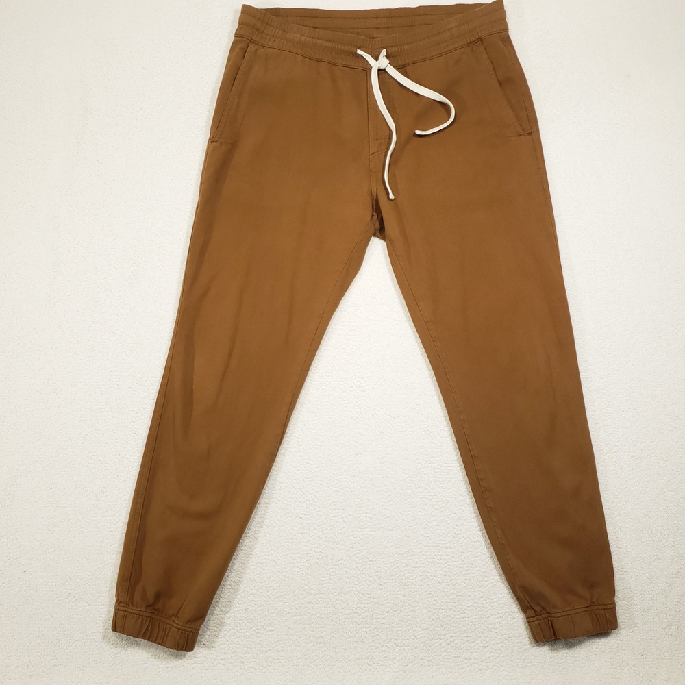American Giant Joggers Mens Medium Brown Cotton Twill Drawstring Pants USA Made